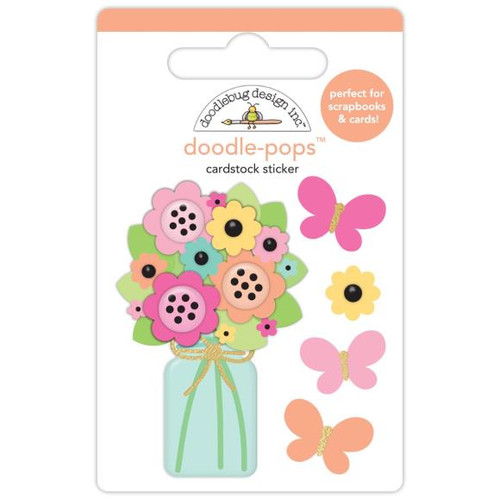 Doodlebug Doodle-Pops 3D Stickers - Hello Again - Butterfly Bouquet - 8167