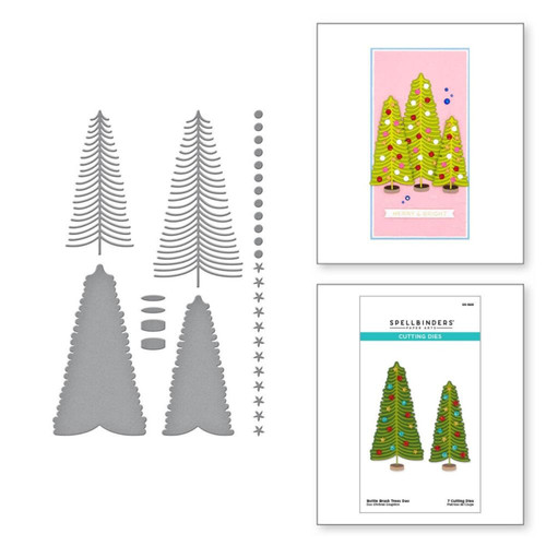 Spellbinders Etched Dies - The Christmas Collection - Bottle Brush Trees Duo - 694792