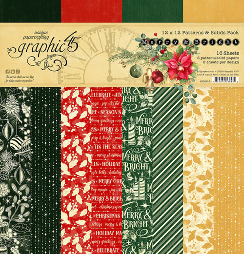 Graphic 45 - Collection Pack 12"X12" - Merry & Bright - Patterns & Solids Pack