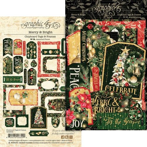 Graphic 45 - Chipboard Tags & Frames - Merry & Bright