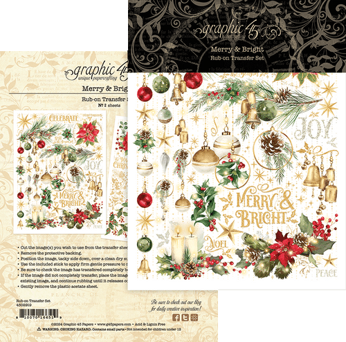 Graphic 45 - Rub-On Transfers - Merry & Bright