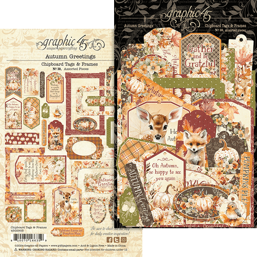 Graphic 45 - Chipboard Tags & Frames - Autumn Greetings