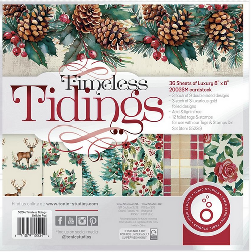 Tonic Studios - Art Pad 8"X8"  36/Pkg - Timeless Tidings - 5A002284