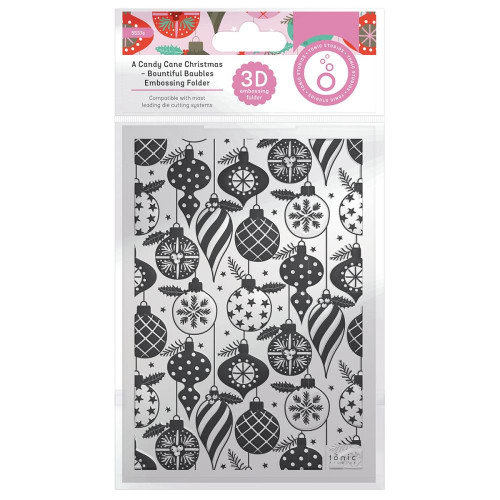 Tonic Studios - 3D Embossing Folder - Candy Cane Christmas - Bountiful Baubles - 706148