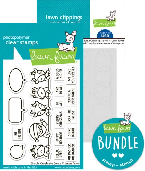 Lawn Fawn - Clear Stamp & Stencil Bundle - Simply Celebrate Santa - LF3236/LF3566