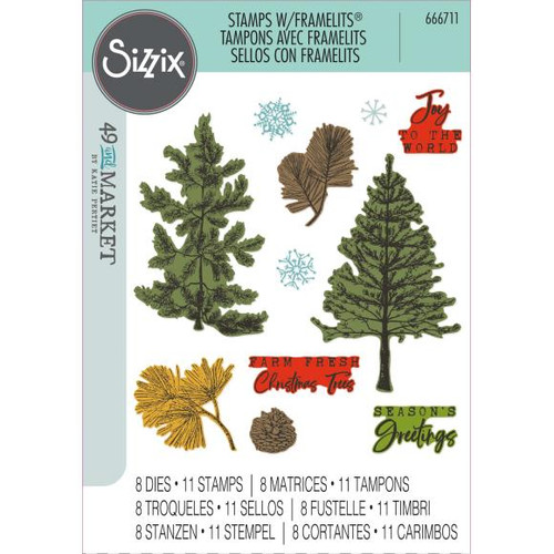 Sizzix Clear Stamps With Framelits Die By 49 And Market - Pine Holidays