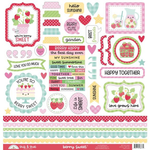 Doodlebug This & That Cardstock Stickers - Berry Sweet