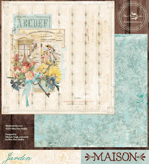 Blue Fern Studios - Double-Sided Cardstock 12x12 - Maison - Jardin - MA451782