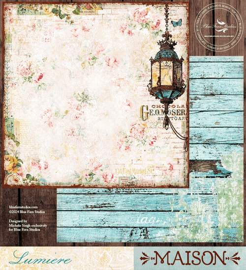 Blue Fern Studios - Double-Sided Cardstock 12x12 - Maison - Lumiere - MA451676