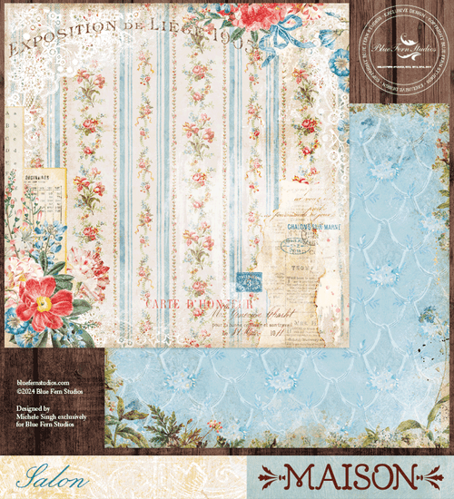 Blue Fern Studios - Double-Sided Cardstock 12x12 - Maison - Salon - MA451799