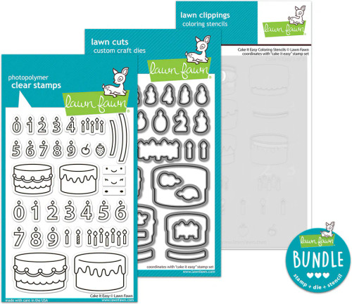 Lawn Fawn Clear Stamps Die & Stencil Bundle - Cake It Easy - LF3770/3771/3772