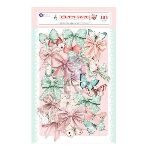 Prima - Ephemera 104/Pkg - Cherry Sweet -  Bows & Butterflies - 981983