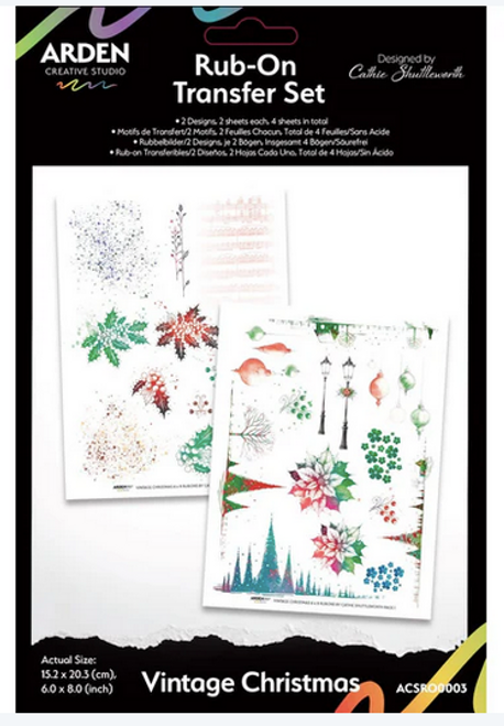 Cathie Shuttleworth - Arden Creative Studio - Vintage Christmas - Rub-ons - ACSRO0003 Cathie Shuttleworth - Arden Creative Studio - Vintage Christmas - Rub-ons - ACSRO0003