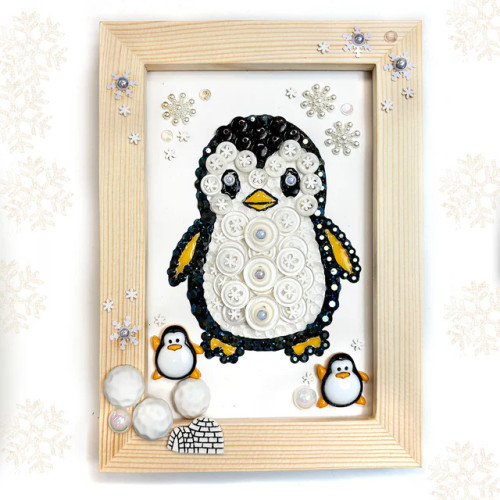 Buttons Galore - Frame DIY Craft Kit - Penguin - PENBND