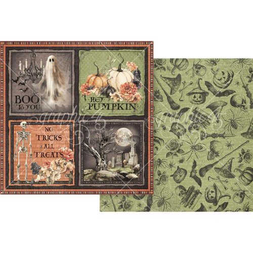 Graphic 45 - Double-Sided Cardstock 12"X12" - Ghostly Greetings - No Tricks - 4503065
