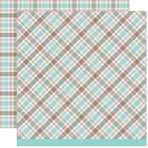 Lawn Fawn - 12x12 Dbl Sided Patterned Paper - Favorite Flannel Fall - Mocha Mint Coffee -  LF3828