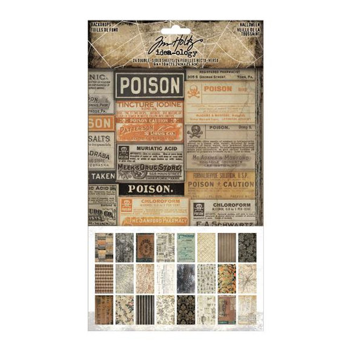Tim Holtz Idea-Ology - Halloween 2025 - Double-Sided Backdrops 6" X 10" 24/Pkg - TH94433