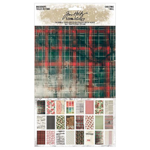 Tim Holtz Idea-Ology - Christmas 2025 - Backdrops Double-Sided Cardstock 6"X10" 24/Pkg - TH94443