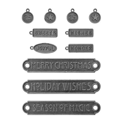 Tim Holtz Idea-Ology - Christmas 2025 - Metal Word Plaques 11/Pkg - TH94446