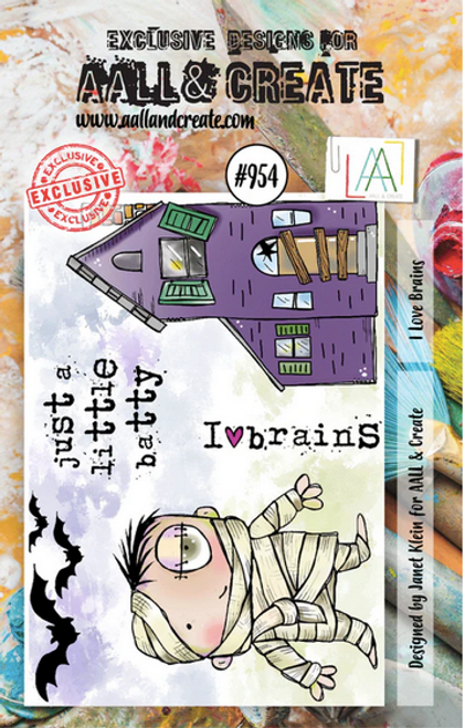 AALL & Create - A7 Photopolymer Clear Stamp Set - I Love Brains - TP-954