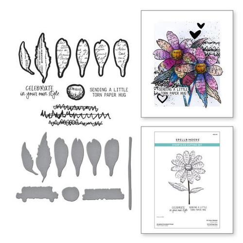 Spellbinders - Clear Stamp & Die Set - Beautifully Imperfect - Sculpted Scripted Floral - SDS-215
