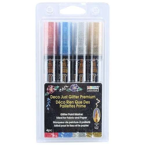 Marvy Uchida - DecoFabric Marker - Just Glitter Premium - 4 pc - 223JGP-4A