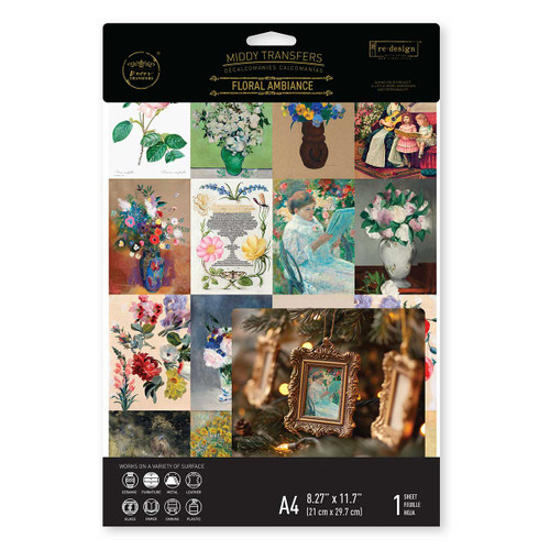 Prima Marketing Finnabair - A4 Transfer – Floral Ambiance– 1 sheet, 8.3″x11.7″