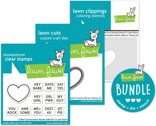 Lawn Fawn - Stamp & Die & Stencil Bundle - Critter Conversation Hearts Add-on - LF3951/3952/3953