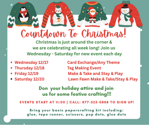 In Store Event -12/17 to 12/20: Count Down To Christmas - A New Event Each Day