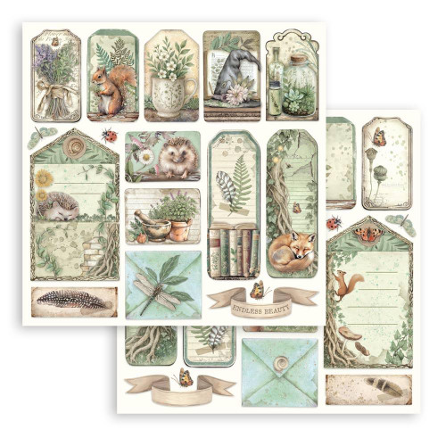 Stamperia - Double-Sided Cardstock 12"x12" - Herbarium Silvae - Tags & Letters - SBB1115