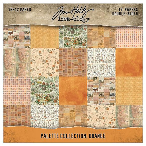 Tim Holtz Idea-ology Double-Sided Cardstock 12"X12" 12/Pkg - Palette Collection: Orange - TH94457