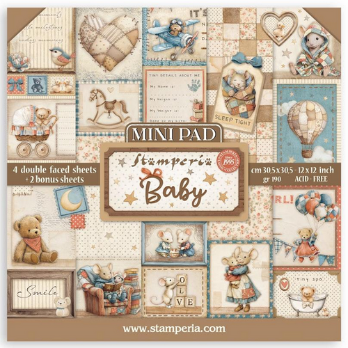 Stamperia - Double-Sided Paper Pad 12"X12" 6/Pkg  - Baby - SBBM001