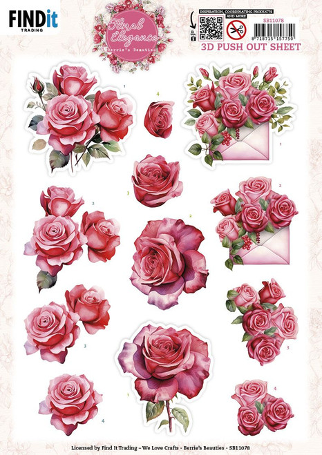 Find It Trading - Floral Elegance - 3D Pushout Sheet - Romantic Roses - SB11078