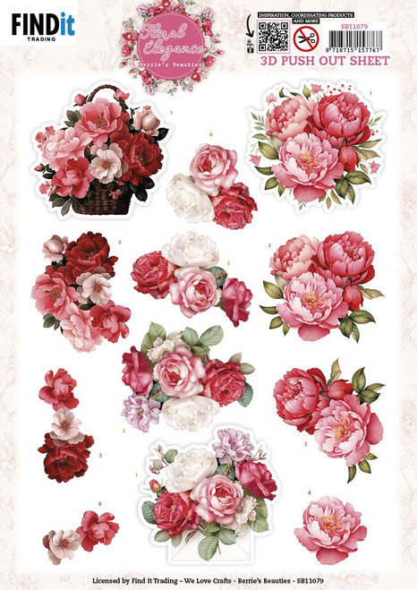 Find It Trading - Floral Elegance - 3D Pushout Sheet - Peony Delight - SB11079