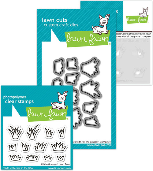 Lawn Fawn - Stamp, Die & Stencil Bundle - All the Grasses - LF4037/4038/4039