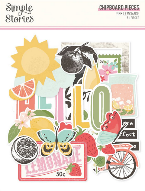 Simple Stories - Chipboard- Pink Lemonade 51/Pkg - 26318