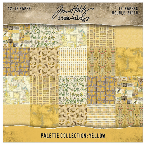 Tim Holtz Idea-ology Double-Sided Cardstock 12"X12" 12/Pkg - Palette Collection: Yellow - TH94458