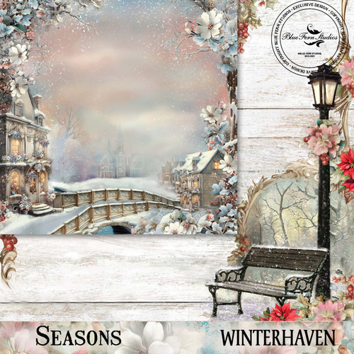 Blue Fern Studios - 12x12 Dbl Sided Paper - Seasons -  Winter - Winterhaven