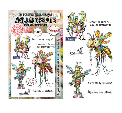 AALL & Create - A6 Photopolymer Clear Stamp Set - Buzz-ing By -- TP-1409