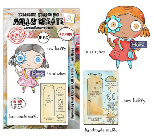 AALL & Create - A7 Photopolymer Clear Stamp Set - Sew Happy - TP-1362