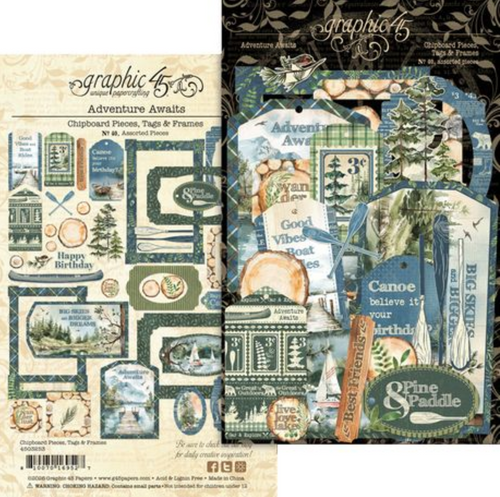 Graphic 45 - Chipboard Frames & Tags - Adventure Awaits - 4503253