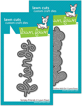 Lawn Fawn - Custom Craft Dies - Scripty Friends Outline Add-On Bundle - LF4094/LF1146