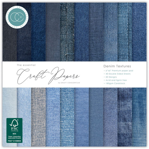 Craft Consortium - Double-Sided Paper Pad 6"X6" 40/Pkg - Denim Textures