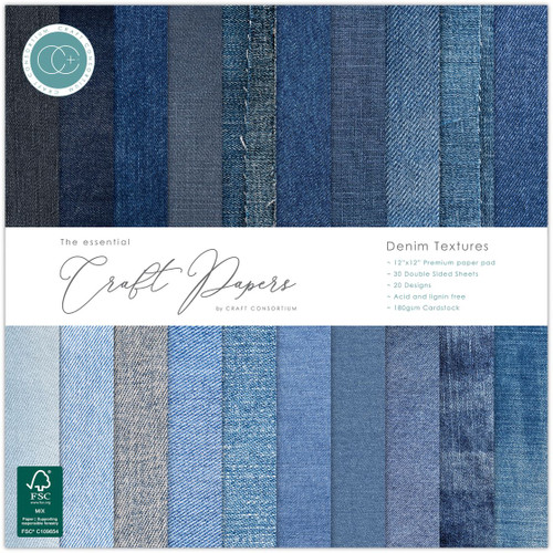 Craft Consortium - Double-Sided Paper Pad 12"X12" 30/Pkg - Denim Textures