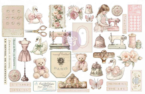 Prima - Ephemera 76/Pkg - Frank Garcia - Buttons & Keepsakes - Stitched Clippings - 982393