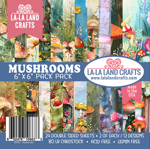 La La Land - Paper Pack 6x6 24/Pkg - Mushrooms - DP052