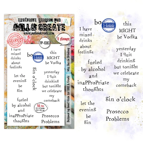 AALL & Create - A6 Photopolymer Clear Stamp Set - Miss Dee on Drinking - TP-1383