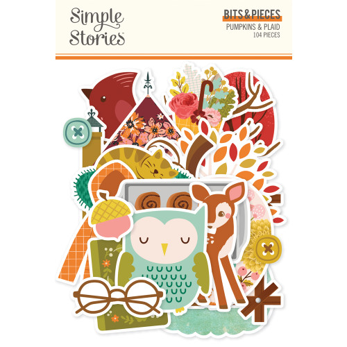 Simple Stories- Bits & Pieces- 104/Pkg - Pumpkins & Plaid - 27419