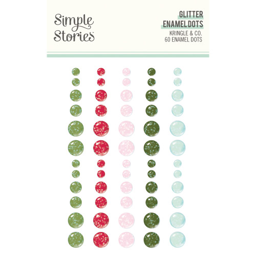Simple Stories - Glitter Enamel Dots 60/Pkg - Kringle And Co - 27524