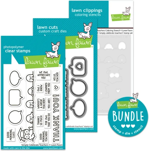 Lawn Fawn - Stamp, Stencil & Die BUNDLE - Simply Celebrate Teachers - LF3740/LF3741/LF3742